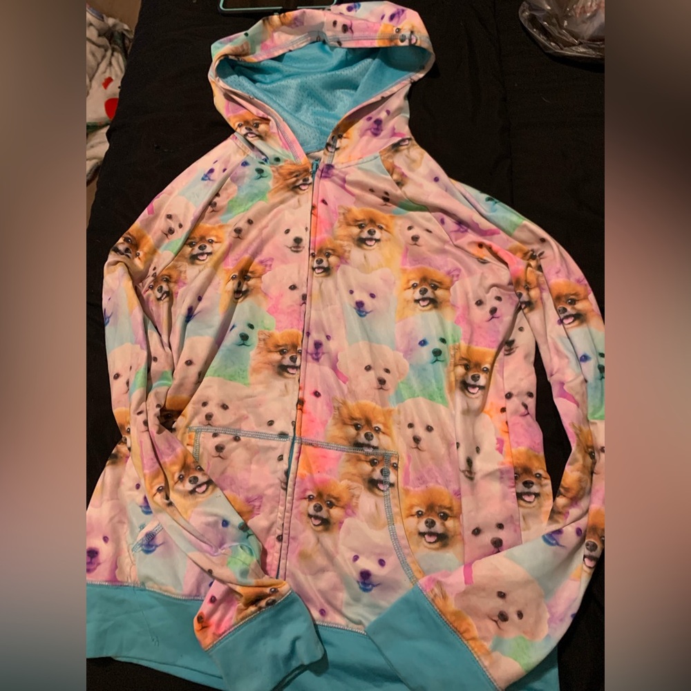 Justice puppy print zip up